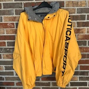 Vintage Nautica Sport Reversible Yellow/Gray Fleece Lined Jacket
